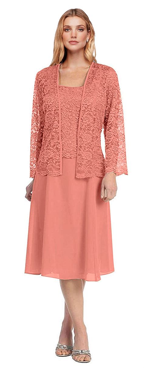 Lily Anny Chiffon Tea Length Mother Of Bride Dress With Lace Jacket L109lf