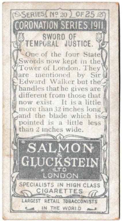 Salmon And Gluckstein ‘coronation Series 1911 1911 Sword Of