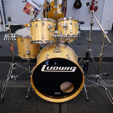 Ludwig Usa Classic Maple 5 Piece Drum Kit Hardware Natural Wcase