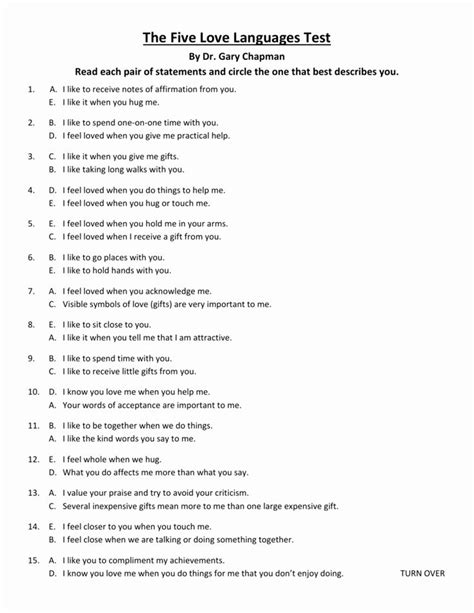 50 5 Love Languages Worksheet Chessmuseum Template Library Love Language Test Five Love