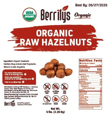 Amazon Com Hazelnuts Raw Organic Berrilys 5 LB Filberts Vacuum
