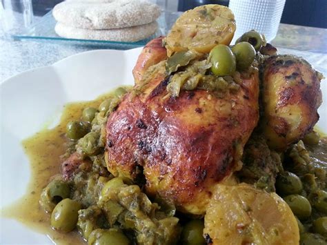 Poulet roti aux olives