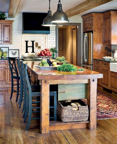 38 Gorgeous Farmhouse Kitchen Island Decor Ideas Popy Home Kitchen