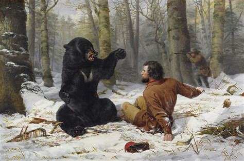 The Life Of A Hunter Bear Hunting Early Winter 1856 Painting By
