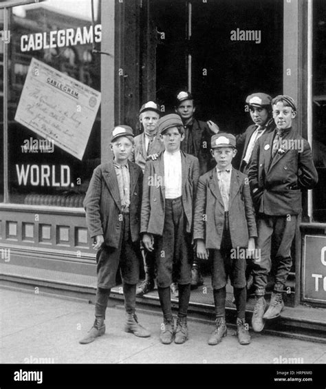 Telegraph Boys Lewis Hine 1908 Stock Photo Alamy