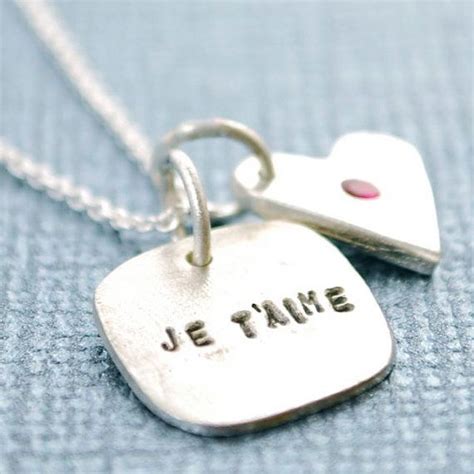 quote je t aime necklace french for i love etsy hand stamped necklace ruby heart necklace