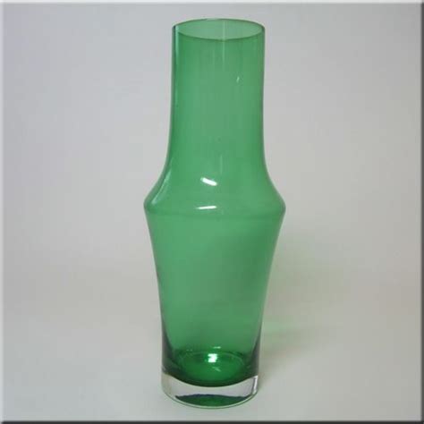 Riihimäen Lasi Oy Riihimaki Green Glass Vase Design Number 1376 250mm Tall Riihimaki