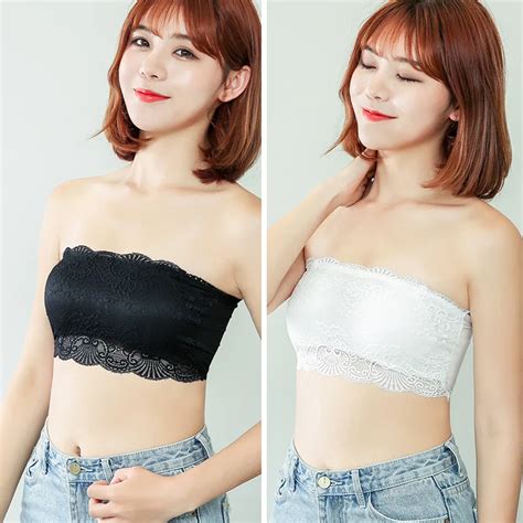 Summer Sexy Women Tube Tops Solid Lace Black Tops Floral Crop Boob Tube Top Bandeau Bra