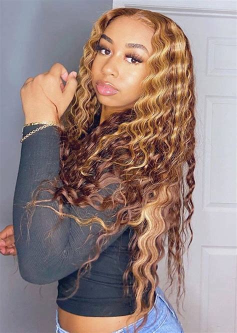 Ombre 4 Highlight 27 Blonde Color Hd Lace Front Wigs Deep Wave 180