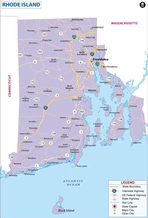 Map Of Rhode Island State Map Of America
