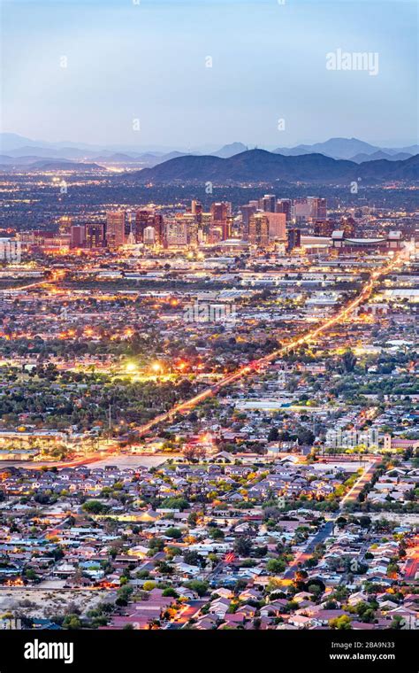 Phoenix Arizona Usa Downtown Cityscape At Dusk Stock Photo Alamy