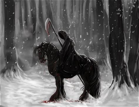 Black Horse Illustration Dark Warrior Grim Reaper Hd Wallpaper