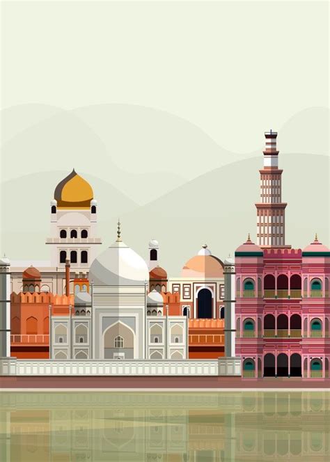 Free Vector Illustration Of Indian Landmarks Indian Illustration