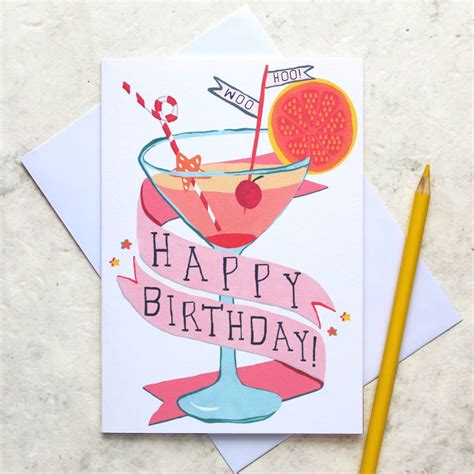 Cocktails Birthday Card By Constance And Clay Happy Birthday Cards Handmade Birthday Card