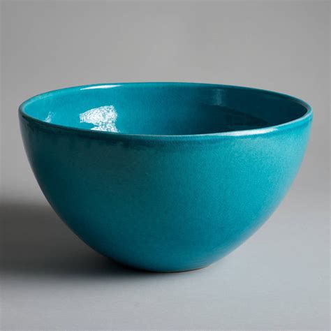 Large Turquoise Hand Glazed Bowl By Home Address