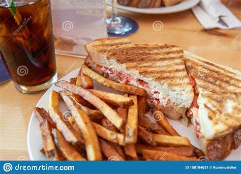 Grilled Lobster And Cheese Panini On A Plate Stock Image Image Of