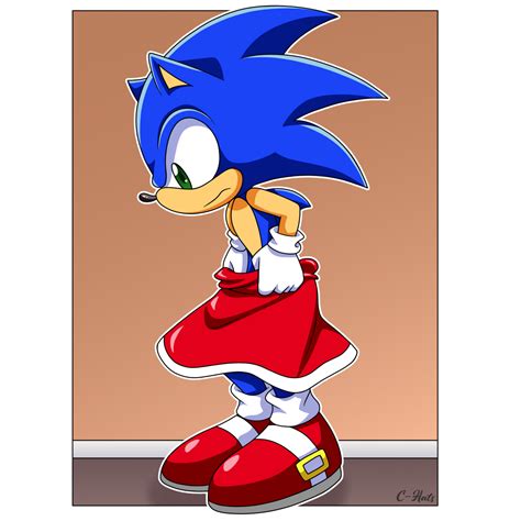 Sonic Putting On Amys Dress By C Hats On Deviantart