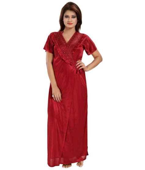 Buy Romaisa Satin Nighty And Night Gowns Maroon Single Online At Best Prices In India Snapdeal