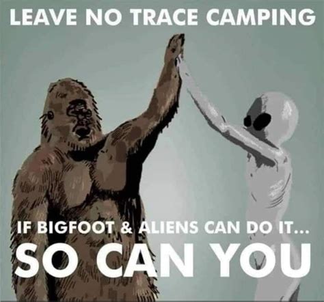 Leave No Trace Camping If Bigfoot And Aliens Can Do It So Can You R