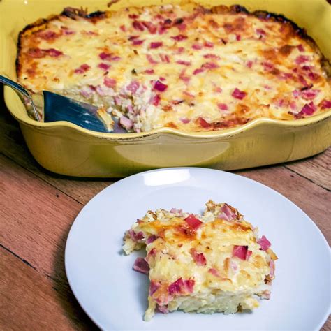 Featuring bacon and cheddar cheese, this easy egg bake is tasty breakfast or brunch fare. Cheesy Ham Hash Brown Egg Casserole