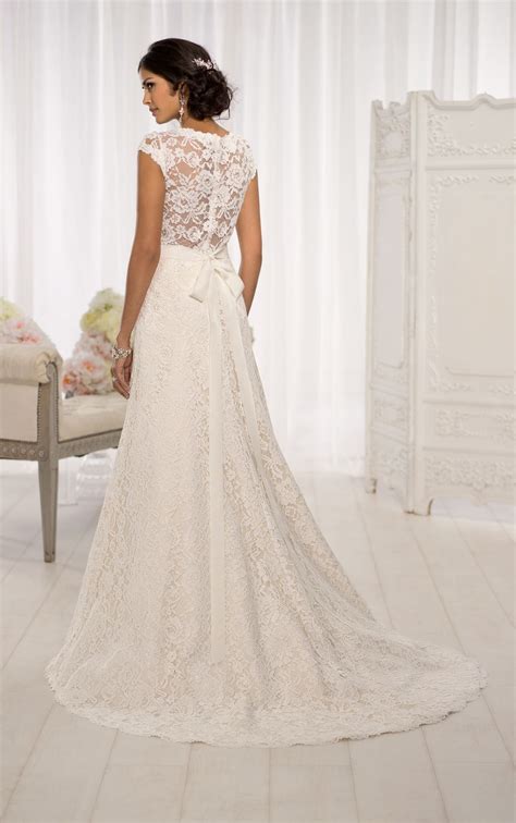 Elegant Cap Sleeve Wedding Dresses Feature A Gorgeous Lace Over Dolce Satin Essense Of