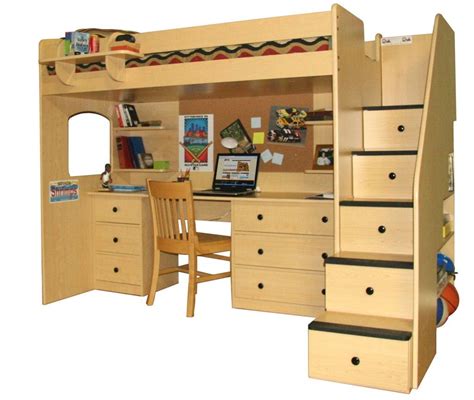 Adding a bunk bed with desk improves the overall usability of the room. Loft Beds With Desk Underneath And Staircase With Drawers ...