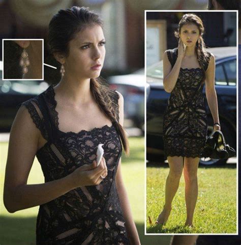 Elenas Black Lace Dress On The Vampire Diaries In 2020 Black Lace