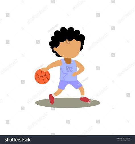 Cartoon Kid Dribbling Basketball Sports Vector Stock Vector Royalty
