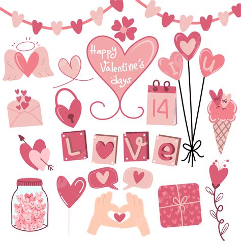 Valentine`s Day Png Picture Hand Drawn Doodle Set With Valentine S Day