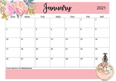 January 2021 Calendar Pretty Calendar Printables Free Blank