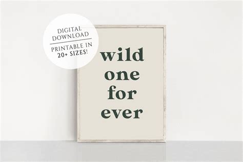 Wild One Printable Wild One Forever Wall Print Typography Etsy