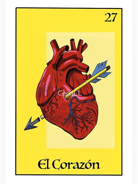 The Heart Mexican Loteria Card Re Designed Metal Print By Cecyll