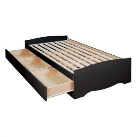 Bowery Hill Twin Platform Storage Bed With Drawers In Black 1 Harris