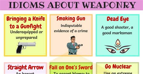 Maybe you would like to learn more about one of these? 25+ Useful Weapons Idioms, Sayings and Phrases • 7ESL