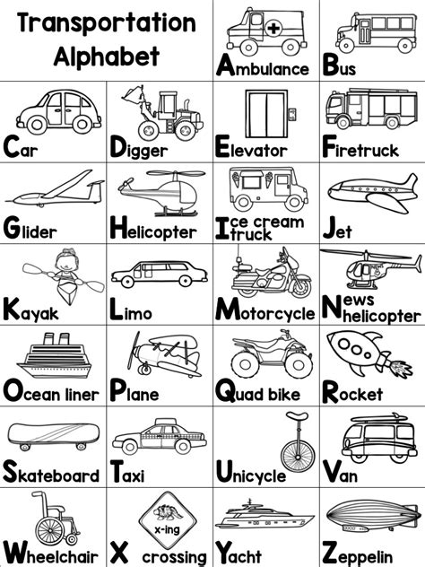 Transportation Alphabet Posters Lizs Early Learning Spot