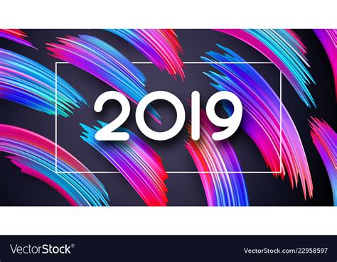 Happy New Year 2019 Festive Poster With Abstract Vector Image
