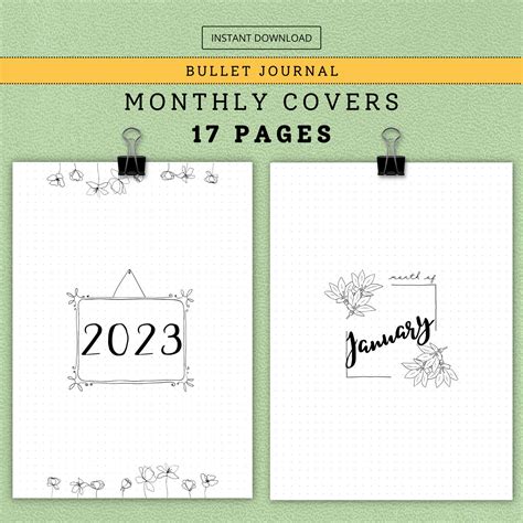 Monthly Covers 2023 For Bullet Journal Kit Bujo Starter Kit Etsy
