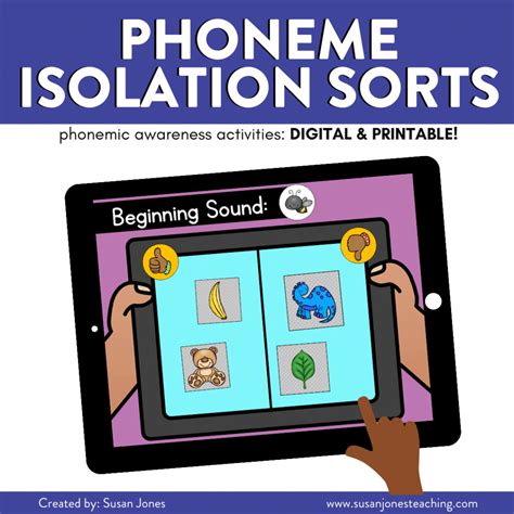 Phoneme Isolation Sorts Phonemic Awareness Activities Susan Jones