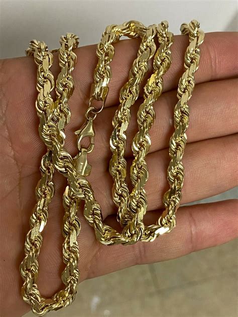 Mens Solid 14k Yellow Gold 6mm Rope Chain Necklace 24 73 Grams
