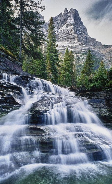 Glacier National Park Waterfall Montana All Nature Amazing Nature