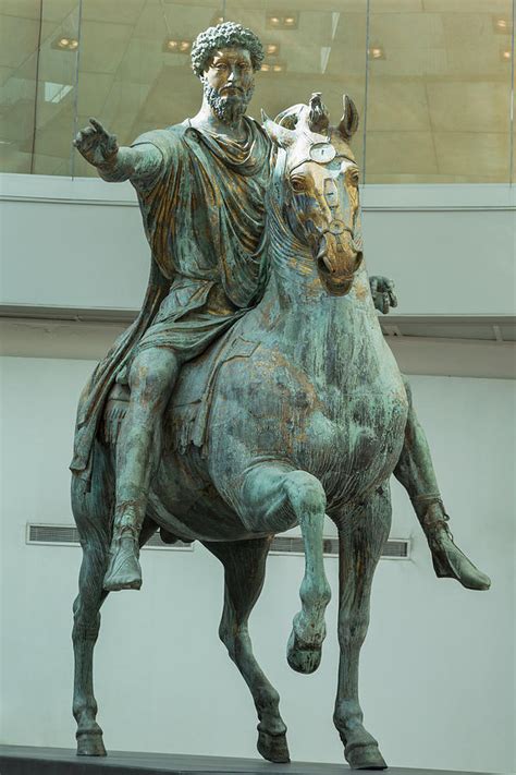 Bronze equestrian statue of marcus aurelius. Rome, Italy. Marcus Aurelius Statue Photograph by Ken Welsh