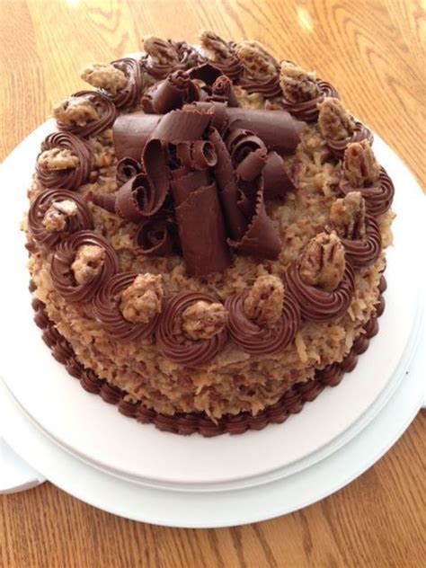 Chocolate is so versatile it makes a great decoration for most plated desserts. German Chocolate Birthday Cake With Maple Glazed Pecans And Chocolate Curls - CakeCentral.com