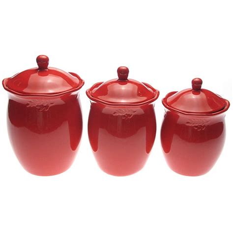 Handmade ceramic kitchen canisters & jars. Certified International Red 3-piece Canister Set | Ceramic canister set, Canister sets, Kitchen ...