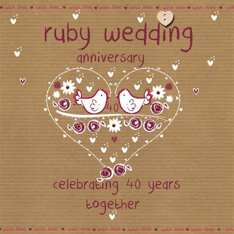 Ruby Wedding Anniversary Card Karenza Paperie