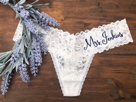 Ivory Personalized Mrs Underwear Bridal Lingeriebride Panties Honeymoon Thong T For The
