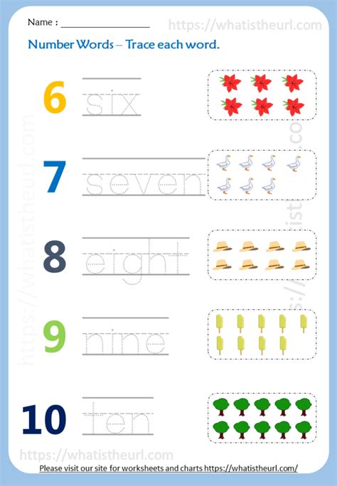Number Words Trace Each Word Worksheets For 1st Grade Your Home