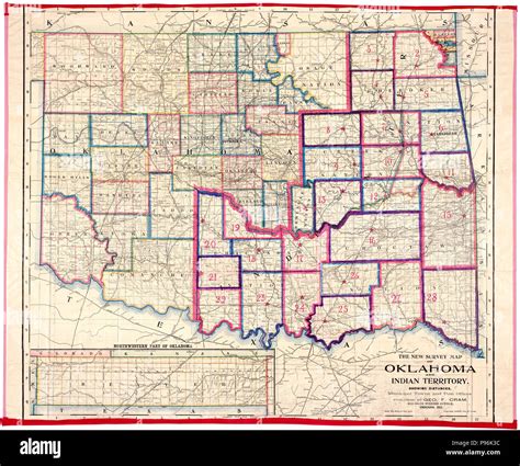 Survey Map Of The Oklahoma And Indian Territory Showing Distances