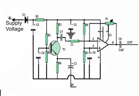 Rangkaian Microphone Condenser Preamplifier Circuit Circuit Diagram