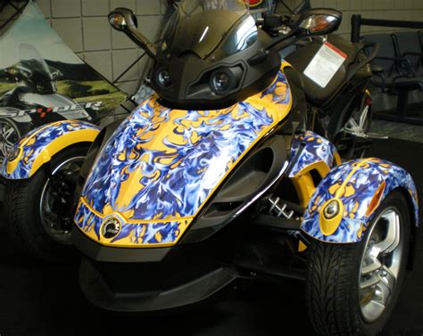 Can Am Spyder Blue Yellow Flame Graphics Kit Spyder Decal Kit Can Am