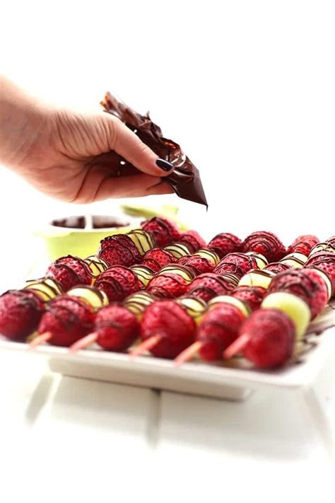 Chocolate Drizzled Fruit Skewers The Healthy Maven
